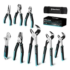  8-Piece Pliers Set with Rolling Pouch, Premium Cr-V/Cr-Ni Construction, (12", 