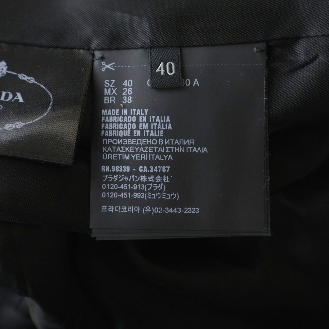 PRADA Shoulder Ribbon Triangle Logo Double Breasted Wool Chester Coat Black Used thumbnail 7