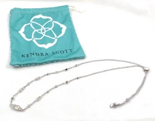 Kendra Scott Debra Adjustable Slide Silver Necklace Aurora Borealis Crystals