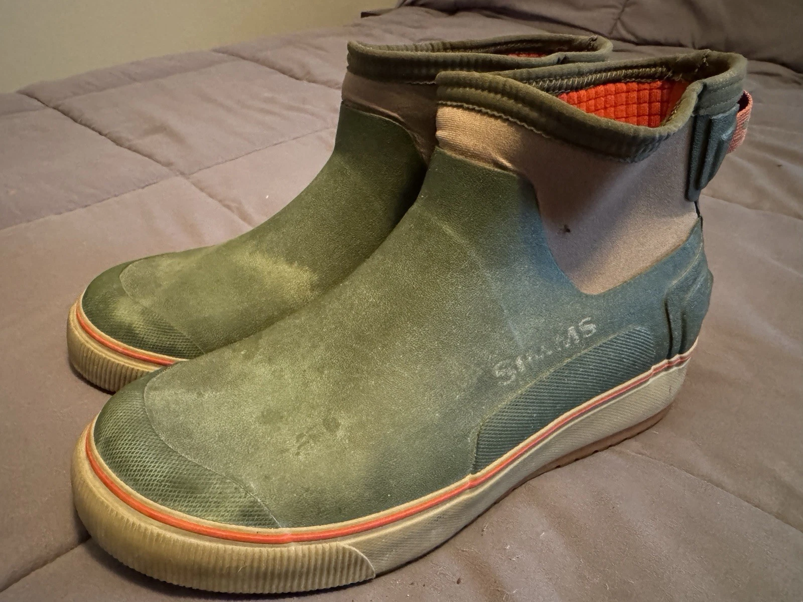 Simms Challenger 7" Deck Boots Mens Size 10 Green Used Condition
