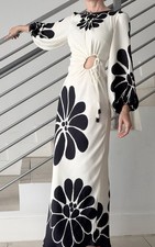 Farm Rio Cut-out Black&White Maxi Dress, XXS