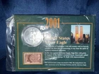 2001 Walking Liberty American Eagle Silver Dollar .9993 silver COA