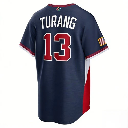 Brice Turang #13 WBCC USA Baseball Jersey White/Navy Printed Jersey