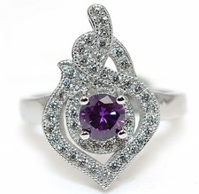 1CT Amethyst Topaz 925 Solid Sterling Silver Ring Jewelry Sz 6,7,8 ZB8