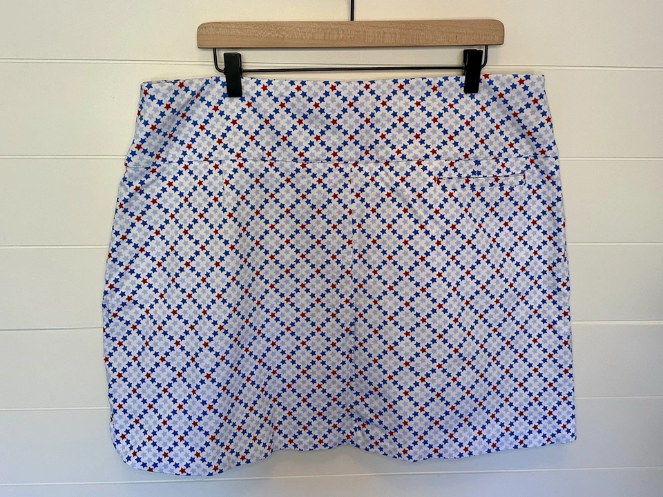 Pantalón corto de golf Lady Hagen 17" control abdomen para mujer talla XXL estrella a cuadros azul América Foto 3 de 4