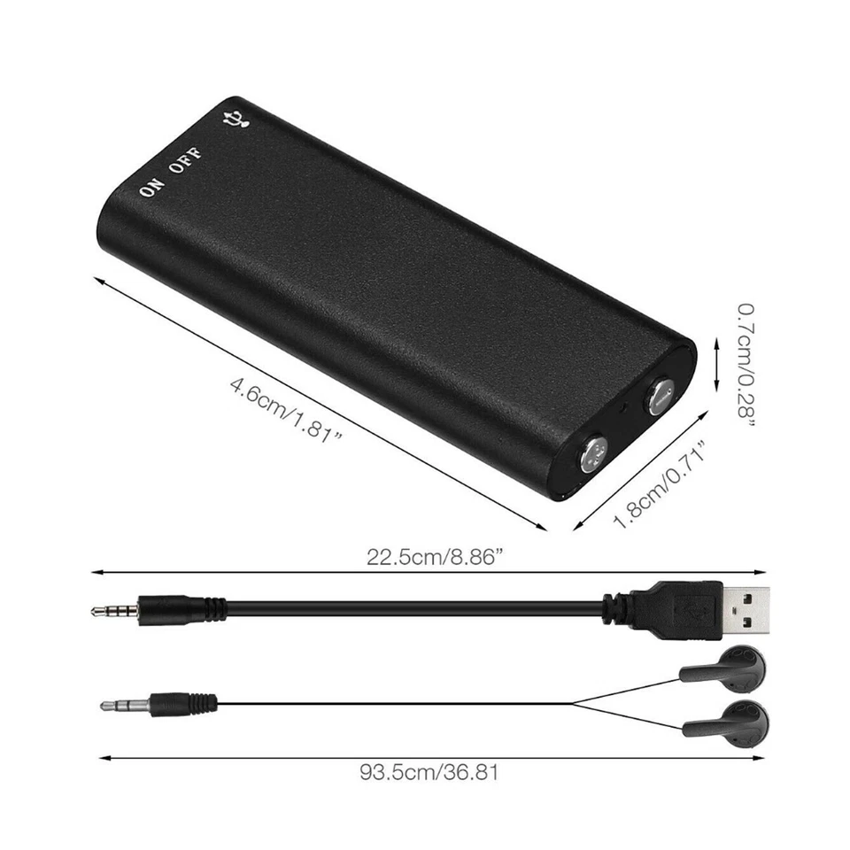 Hidden Mini Audio Recorder Voice Listening Device 8GB 96 Hours Bug Recording pf - Image 3 of 4