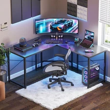 Casacomoda Basic L Desk L Shaped Computer Desk 51 Reversible with Monitor Stand