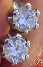 Solid Platinum 900 Natural Diamond Stud Earrings 0.50ct