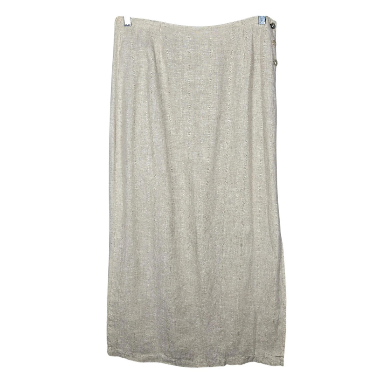 Vtg Chicos Design Linen Maxi Skirt 1 S 8 Lagenlook Coastal Grandma Beige Slit