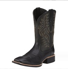 Men's Classic Durable Round Toe Embroidered Western Cowboy Boots