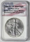2001 American Silver Eagle - Recovered at World Trade Center Ground Zero !!