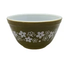 Vintage Pyrex 401 Spring Blossom Green Crazy Daisy 1.5 Pint Mixing Bowl USA