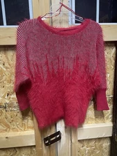 NWOT Jennifer Lopez red/silver sweater size small, rayon/cotton blend , fuzzy