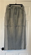 Adidas Adilenium Two-In-One Denim Zip Skirt 6 NWT Maxi And Mini