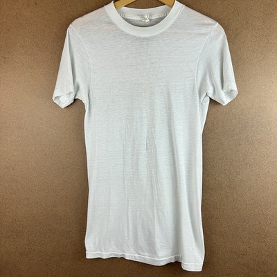VTG 70s Distressed Sheer Brut 33 Blank White T-Shirt Single Stitch S USA