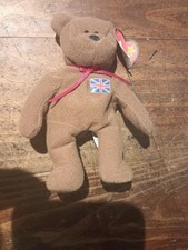 Ty Beanie Baby Rare BRITANNIA PATCH FLAG Teddy Bear British
