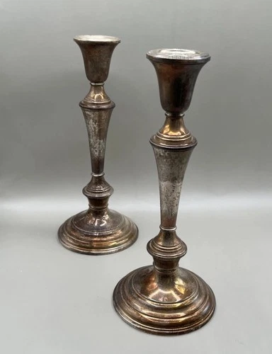 Lunt Silversmiths “045” Sterling Authentic 10 Inch Tall Candlesticks GVC