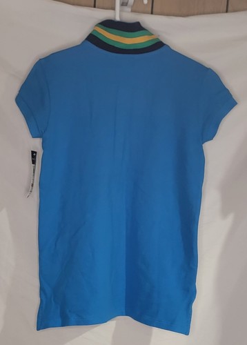 Polo Ralph Lauren Girls Size 8-10 Button Shirt Blue with Stripes Under Collar - Picture 2 of 8