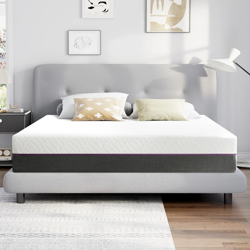 Colchón de espuma viscoelástica de gel de 8/10/12 pulgadas doble colchón completo queen tamaño king sin ruido Foto 2 de 4