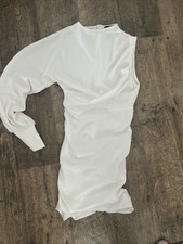 Ladies Size 8 white one sleeved mini dress PRETTY LITTLE THING
