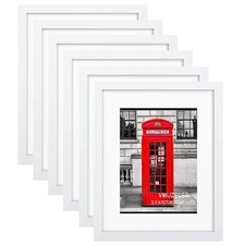 VMUZEDER 11x14 Rustic White Picture Frame Set of 6 for 8x10 Photos w/ Mat