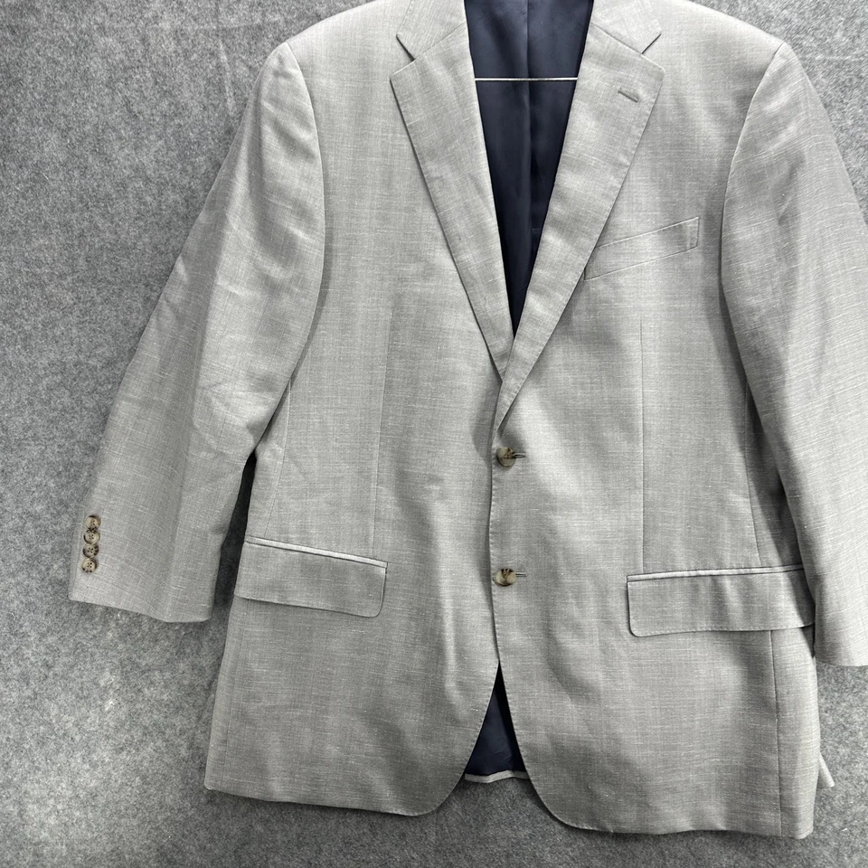 Faconnable Blazer Mens 58R Herringbone Wool Linen Silk Loro Piana Italy Jacket - Image 3 of 4