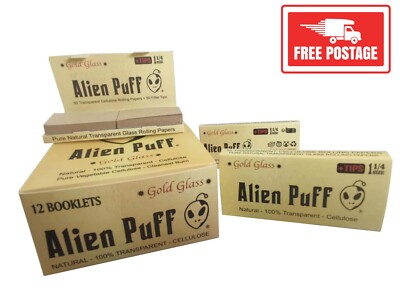 Alien Puff 1,25 Größe Gold Glas Blättchen & Tipps (KOSTENLOSE P&P)