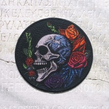 Skull Patch Embroidered Iron-on Applique Clothing Vest Gothic Flowers Bone