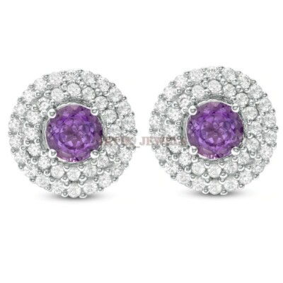 Natural Amethyst Gemstone with 925 Sterling Silver Cufflink #1745