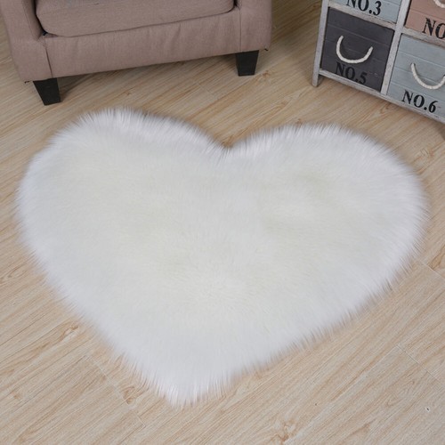 Heart Shaped Fluffy Rug Carpet Bedroom Soft Comfortable Decoration Floor Mat - Picture 7 of 9