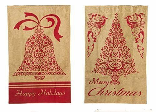 Happy Holiday 13B3070FB Evergreen BURLAP HOUSE Flag 28" X 44" - Picture 1 of 3