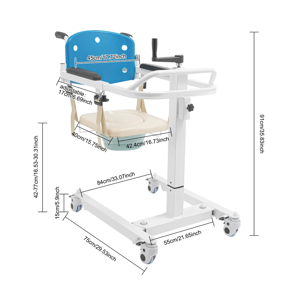 Silla de transporte cómoda de noche de transferencia elevadora portátil para ancianos/discapacitados Foto 4 de 4