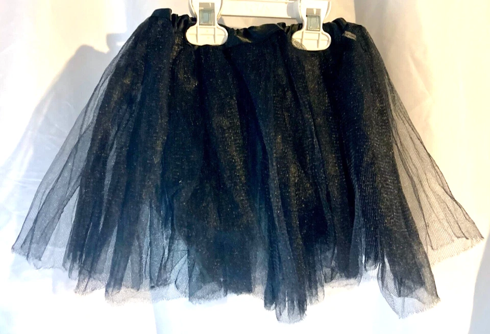 Falda tutú de tul negra para niños con cintura elástica satinada - 3 capas Foto 3 de 4