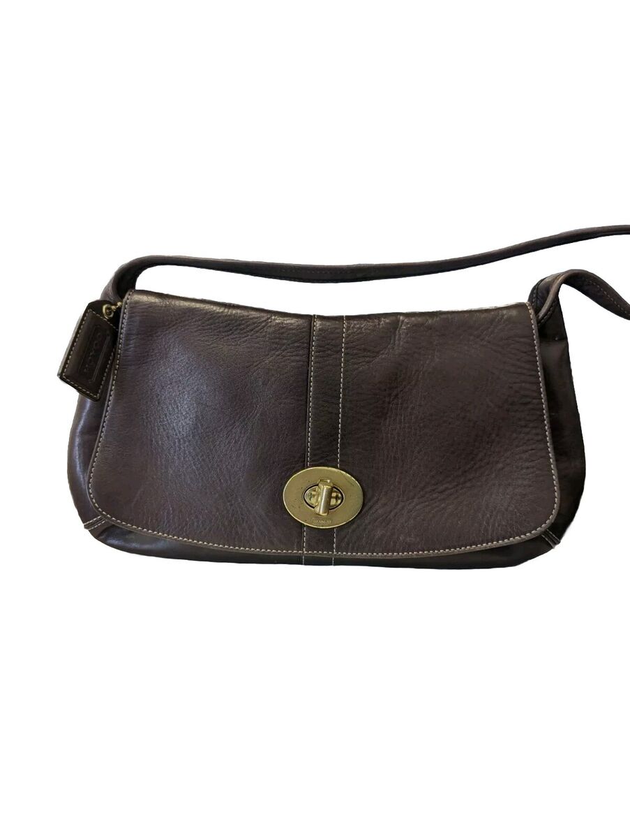 Coach Vintage Leather Brown Ergo Flap Shoulder Bag N E0769 Coach Vintage Leather Brown Ergo Flap Shoulder Bag N E0769