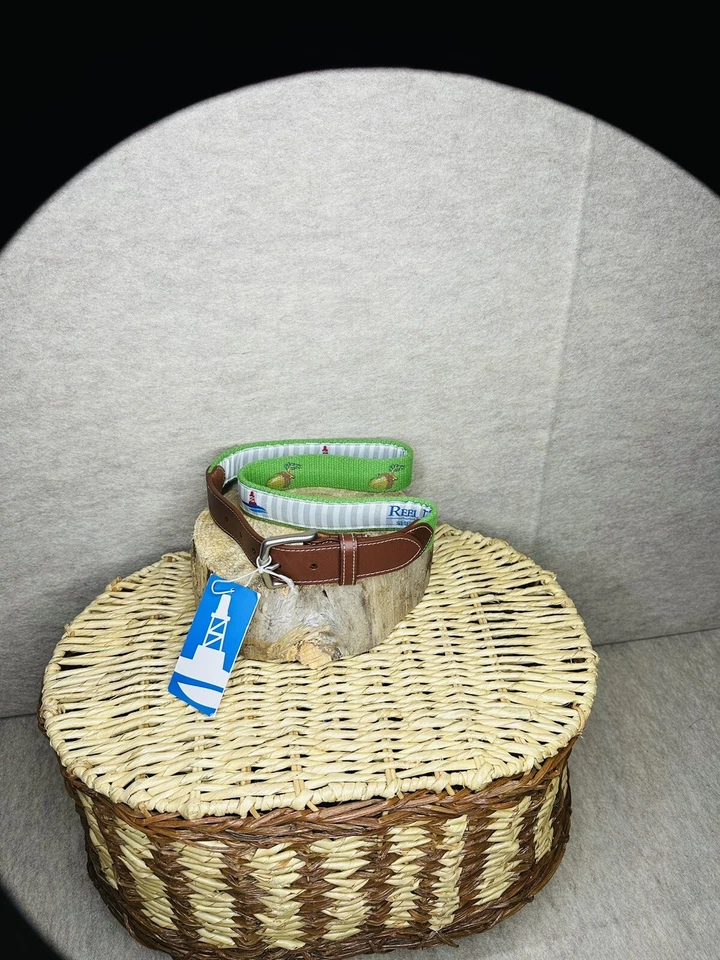 REEL POINT SHELTER ISLAND Member Belt Oak Hill Country Club Green 32 Rare NWT - Изображение 2 из 4