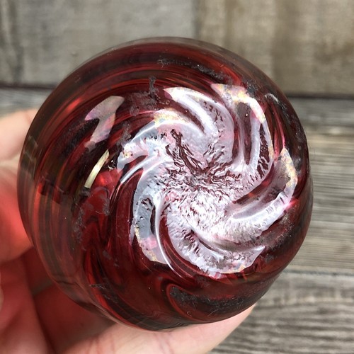 Bottiglia decorativa profumo vintage vetro soffiato a mano rosa rosso vorticoso - Foto 3 di 4