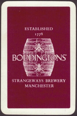 Spielkarten Einzelkarte alt Vintage BODDINGTONS BIER Brauerei Werbung Kunst B