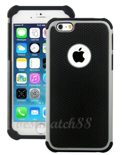 pour iPhone 6 4,7 pouces téléphone gris noir triple couche rugueux hybride dur étui souple - Photo 1/1