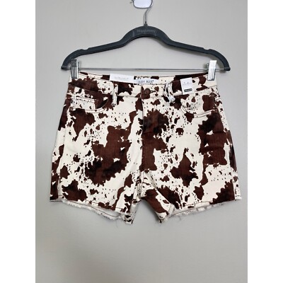 NWT Judy Blue Brown Cow Print Jean Shorts Western Size Medium