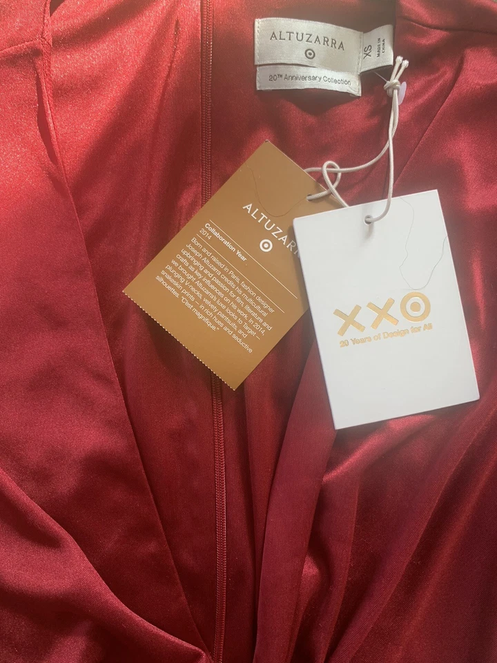 ALTUZARRA Collection Cranberry Red Satin Dress—Size XS-NEW/NO BELT - Image 4 of 4