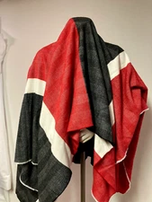 PROJECT 62 SOFT BLANKET AFGHAN WRAP ACRYLIC RED WHITE BLACK STRIPE 58X58