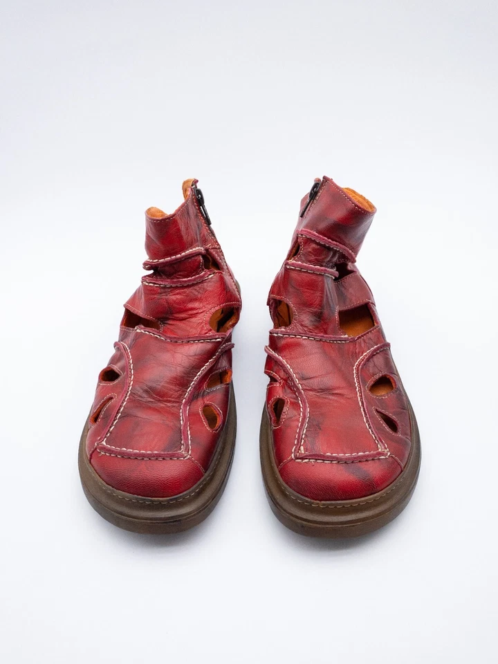 EJECT Bottines Pour Femmes En Cuir Rouge Taille 38 EU Art 23827-40 - Photo 3/3