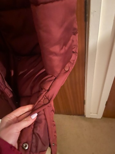 Terranova burgundy long puffa coat XS - Picture 3 of 5