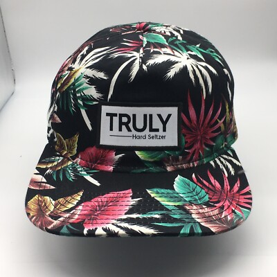 Truly Hard Selter Panel Flat Brim Snapback Black with Floral pattern Otto  Hats