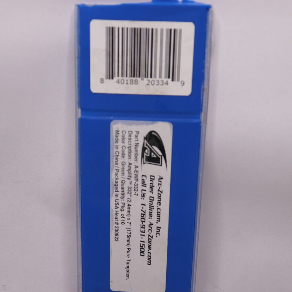 (9Pk) Amplify Tungsten Electrode for TIG Welding Green 3/32" x 7" A