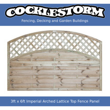 3ft High x 6ft Wide Timber Euro Arch Lattice Top Garden Fence Panel
