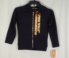 Boys 6 STAR WARS Hoodie Black Zip Sweatshirt Foiled NEW
