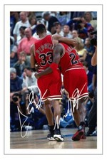 MICHAEL JORDAN & SCOTTIE PIPPEN Signed PHOTO Print NBA Basketball CHICAGO BULLS