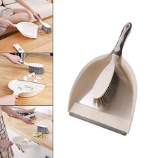 Small Broom and Dustpan Set Whisk Broom Cleaning Tool Bristles Brush Rubber Edge