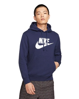 Nike Men Sportswear Fleece PO Graphic Hoodie in Mid Navy, Diff - Main Image